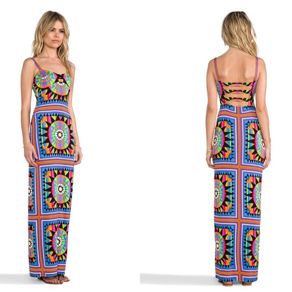 Mara Hoffman Bodycon XS Maxi Dress Long Cut Out Column Shakti Mosaic Sexy Print - Picture 1 of 16